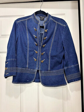 Komarov Denim Military-Style Jacket in Blue
